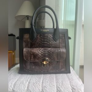 Balenciaga purple snake skin top handle and shoulder bag